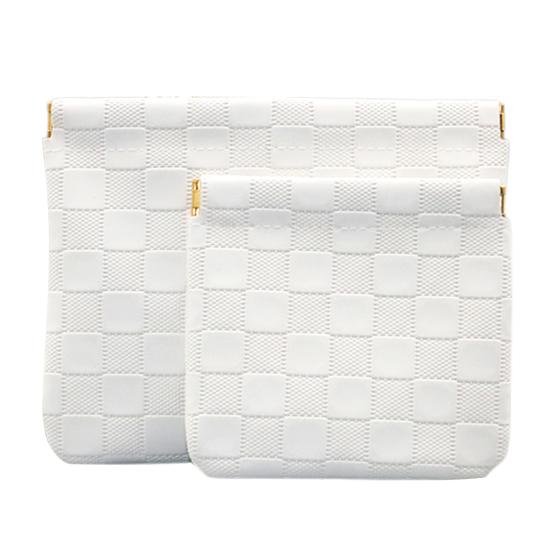 

Small Makeup Bag for Purse Waterproof Faux Leather Snap Closure Organizer Pouch Mini Travel белый