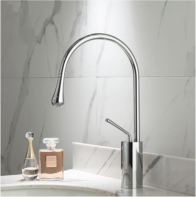 Basin Faucet Single Lever 360 Rotation Spout Moder Brass Mixer Tap For Kitchen Or Bathroom Basin Water Sink Mixer gold brush