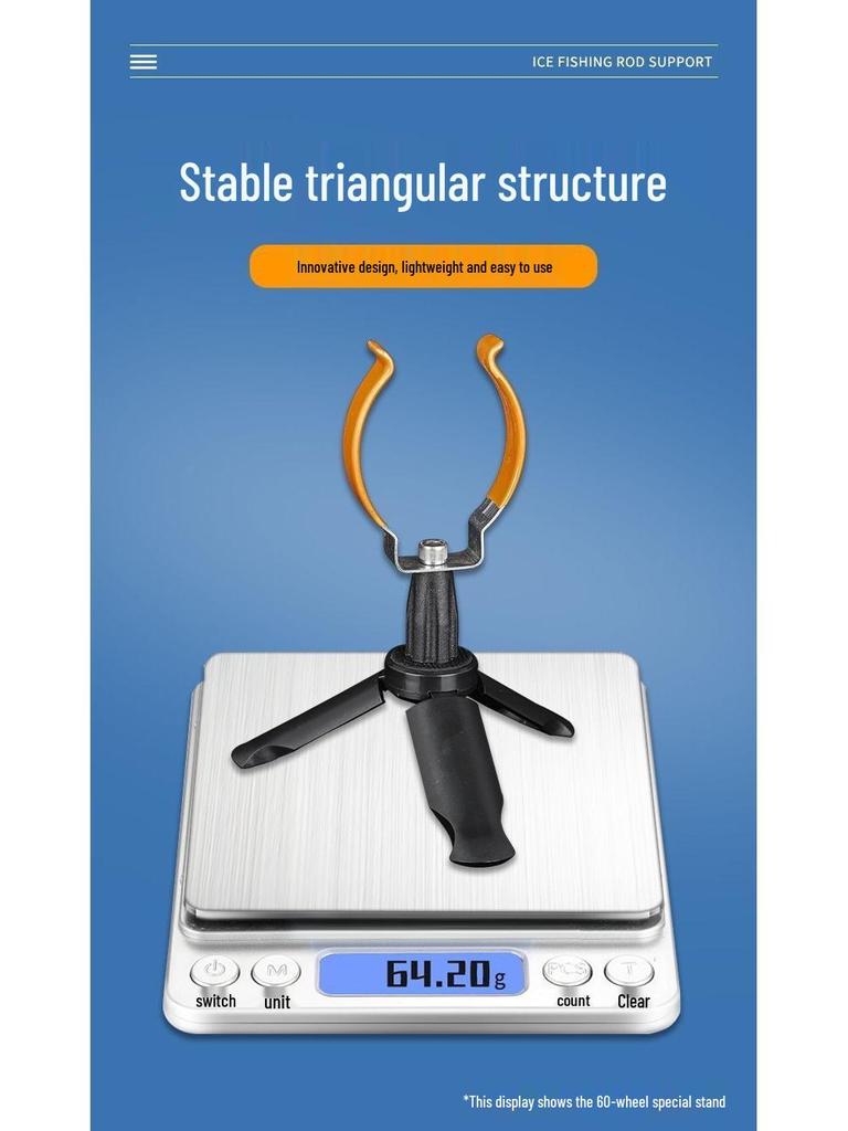 Portable Foldable Ice Fishing Rod Holder with Reel Seat - No Disassembly Needed