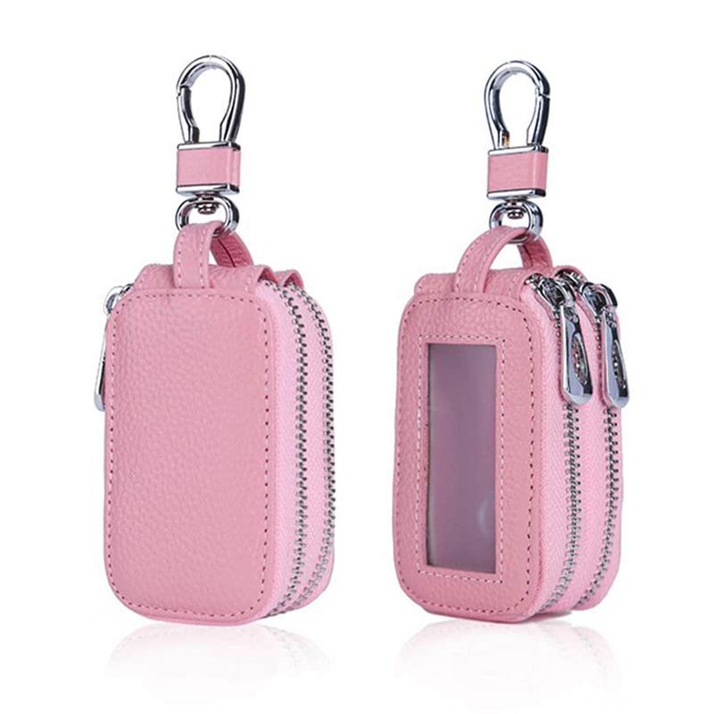 Car Key Fob Bag Car Remote Key Bag PU Leather Key Fob Protection Large Capacity Key Coin Holder Keyring Case Keys Pouch Bag