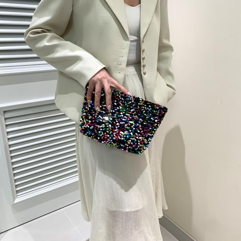 Sequin Fashion Korean Version Casual Bag 2025 Foreign Style Internet Celebrity Clutch Bag This Year Popular Cosmetic Bag Change Bag Spring