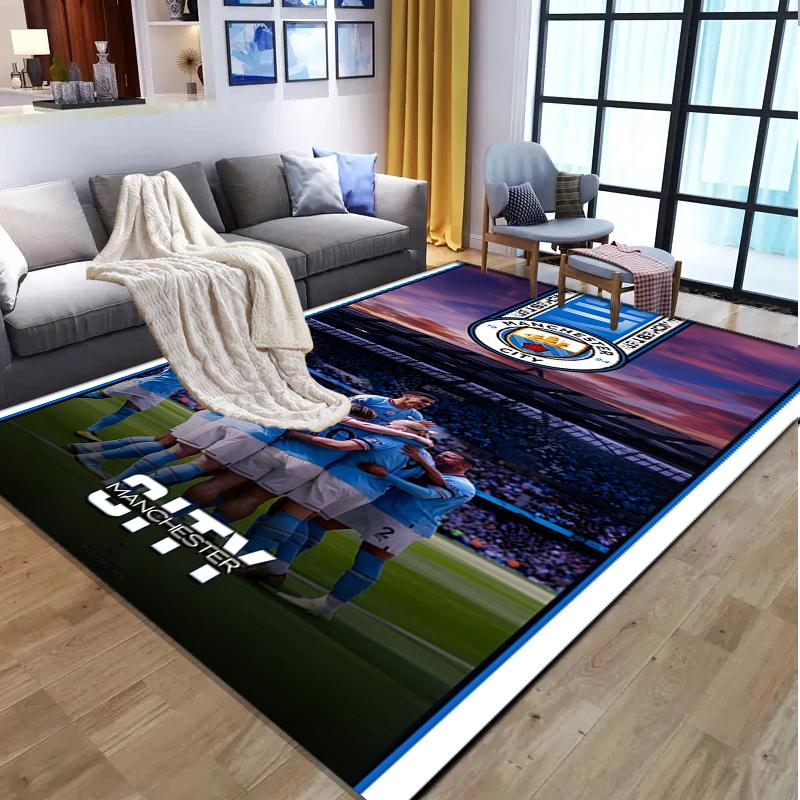 Manchester City FC Pattern Rug, Indoor/Outdoor Mat, for Picnic, Gameroom, Bedroom, Office, Living Room, Home Decor Carpet, Birthday Gift