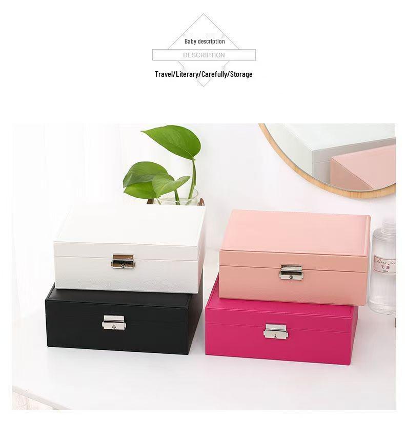 Double-Layer Lockable Jewelry and Ornaments Storage Box with Large Capacity
