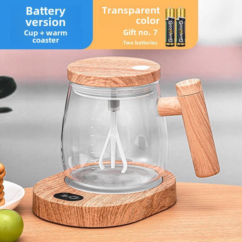 

Высококачественная электрическая кружка для помешивания Maple — полностью автоматическая чашка для кофе battery version + maple warm coaster USB port прозрачный белый