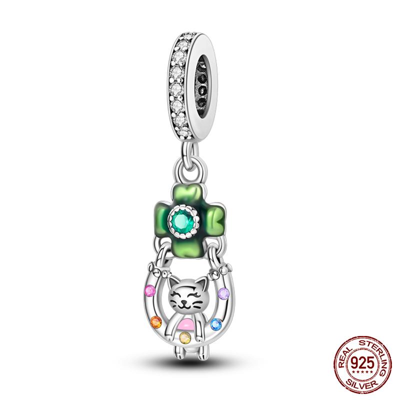 Fashion Copper Lucky Four Leaf Clover Series Charms Beads Fit Qikaola Original Bracelet Fine Diy Birthday Jewelry