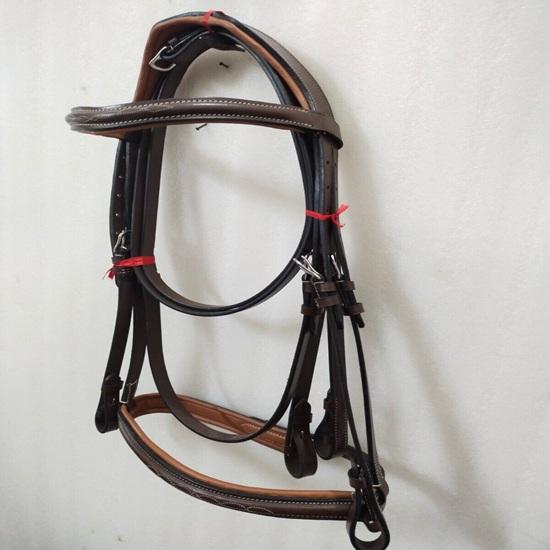 Premium Designer Leather English Bridle with Tan Padding.