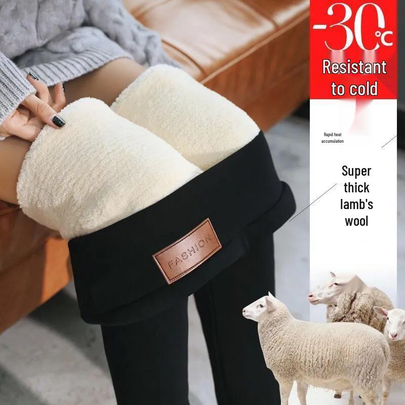 Women's Fleece-Lined High-Waisted Lambswool Leggings