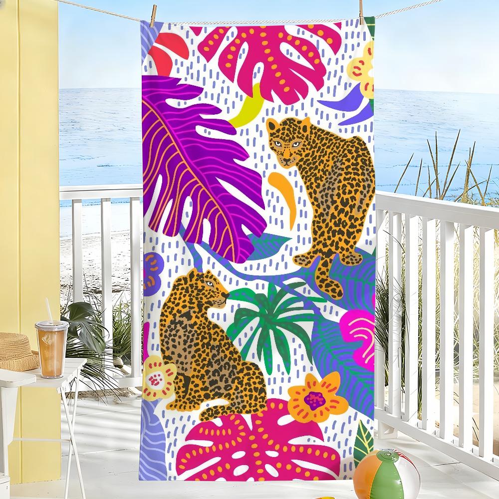 

Fashion Tropical Leopard Beasts Towel Soft Pool Gift For Travel Gym Shower Camping Quick Dry Sports Large Beach Towels W40*H60(CM)