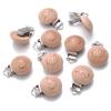 10Pcs Round Printing Beech Wood Teething Clip Chew Soother Pacifier Clip Chain For Nipple Chain Clip Nursing Product Wholesale