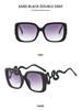 Fashion Double-headed Snake Metal Sunglasses - Large Frame, European & American Style, Internet Celebrity Trend