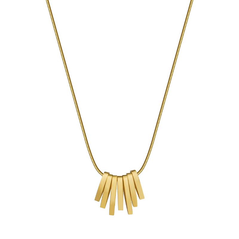 18K Gold-Plated Titanium Steel Light Luxury Sweater Necklace with Vertical Tassel - Elegant European & American Style 18K Gold Plated