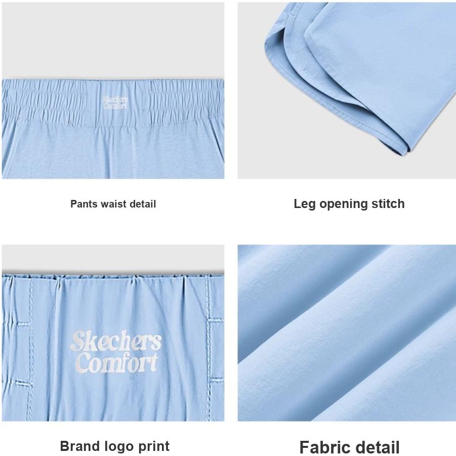 Skechers Loose Woven Simple Comfortable Five-Point Casual Shorts Women Shorts Cashmere-Blue L225W079-00F5