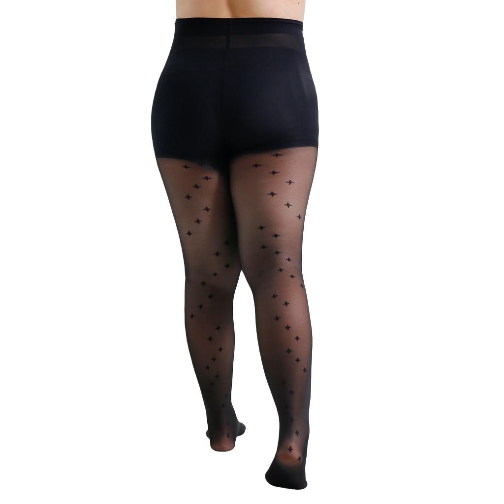 Women S Plus Size 4Xl 20 Denier Black Tights With A Star Pattern Back Star Pattern Pantyhose Sheer Tights Control Top Stockings 2XL