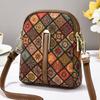 Women Fashion Bohemian Style Printed Phone Bag Ethnic Style PU Leather Single Shoulder Bag Luxury Versatile Handbag For Ladies