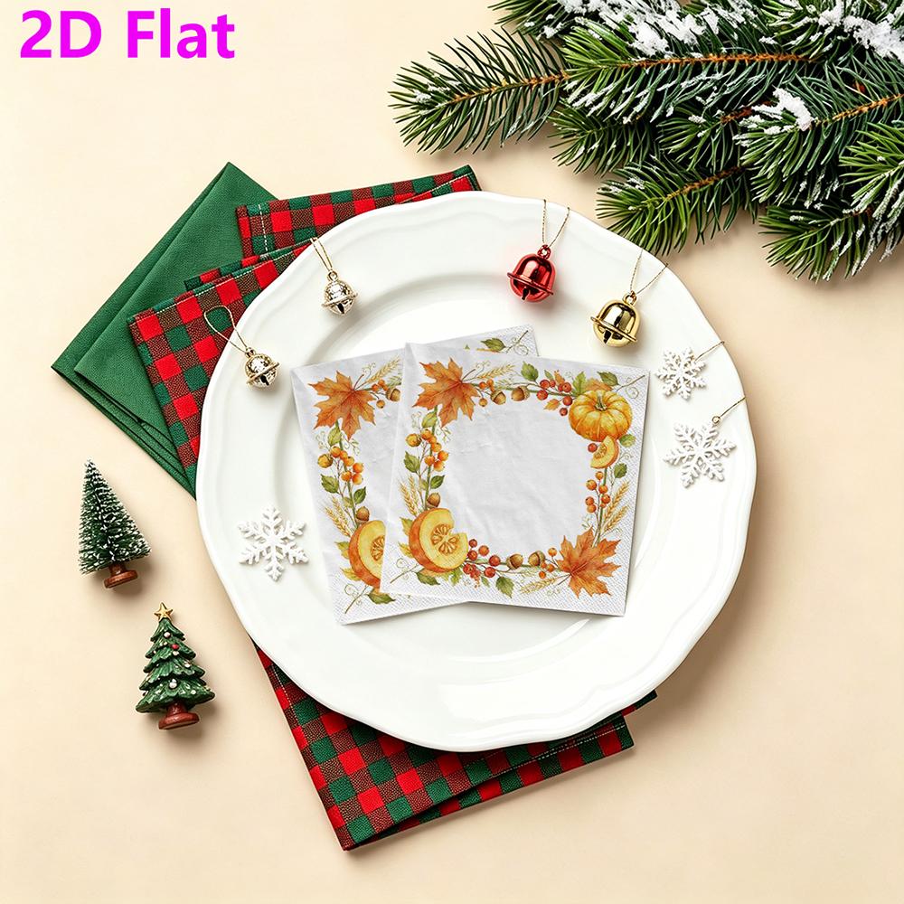 20pcs Disposable Napkins with Pumpkin, Maple Leaves Pattern Print for Wedding,Parties,and Daily Use for Thanksgiving Fall Christmas Table Decoration