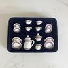 1:12 Miniature Ceramic Tea Set Gold Edge Collection Realistic Mini Teapot Cups And Saucers Micro Scene Decor for DIY Projects Collectors Kids