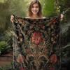 [1pc Vintage Floral Blanket] 1pc Soft Warm Vintage Floral Print Flannel Blanket | All-Season Throw for Sofa, Bed, Car, Office