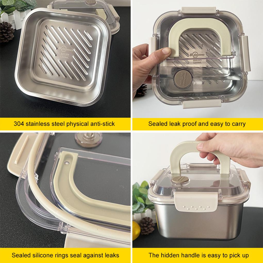 Bento Lunch Box Adults Stainless Steel Food Containers With Non-Slip Metal Food Containers With Lids