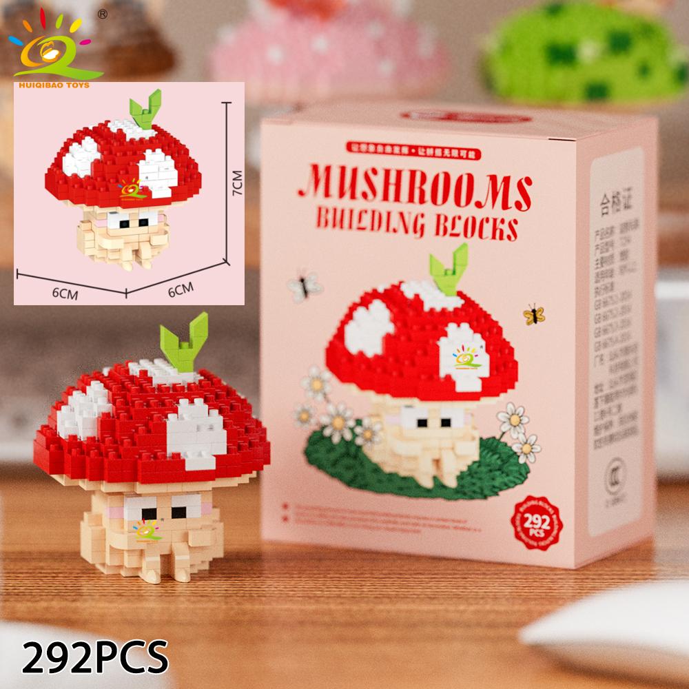 

DIY Cute Mushroom Bouquet Micro Building Blocks Model Creative Home Desk Decoration Brick Toy For Kids with box
