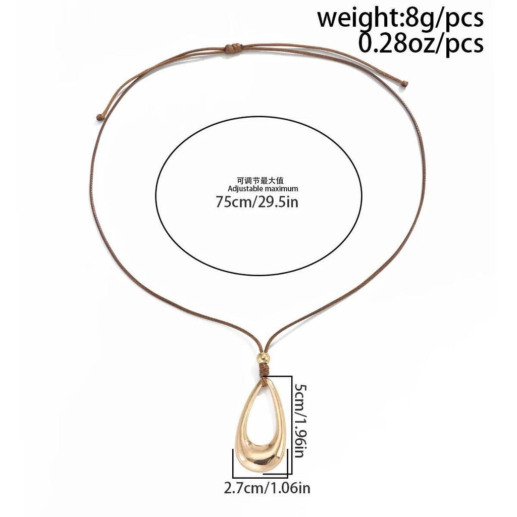 IngeSight.Z Simple Irregular Hollow Geometry Pendant Choker Necklace Creative Metal Wax Thread Chain Neck Accessories Jewelry