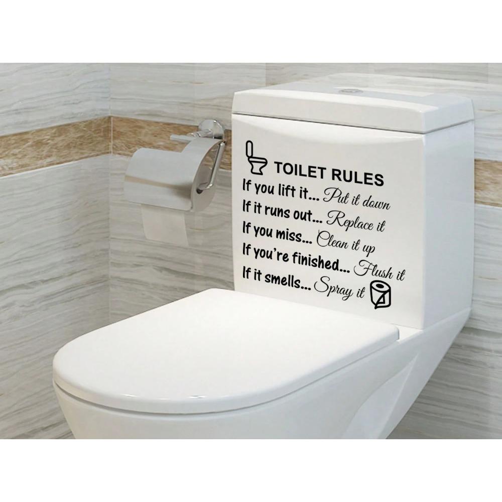 Toilet Rules Bathroom Wall Decor Stickers, DIY Removable Vinyl Art Bathroom Decor Wall Quotes Stickers Sign For Door Living Room Home Decorations