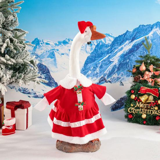 1 Set Christmas Porch Goose Outfits Outdoor Garden Lawn Yard Goose Statue Winter Santa Claus Elf Dress Xmas Holiday Party Dress-up Clothing