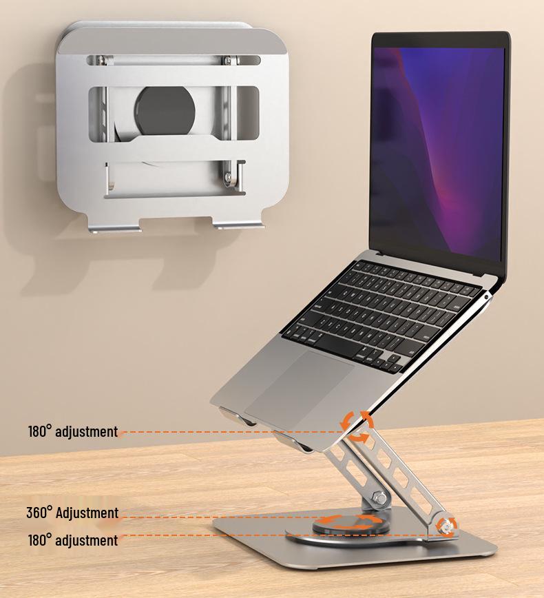 Adjustable Rotatable Metal Laptop Stand with Cooling and Height Adjustment Features