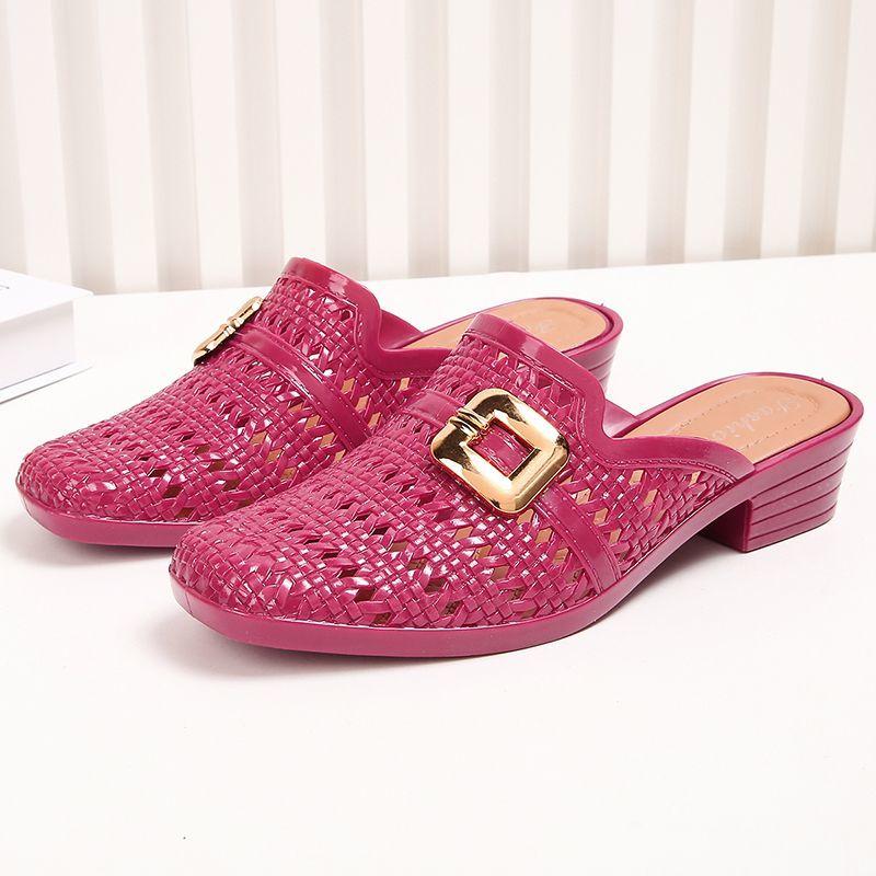 

Модные толстые каблуки Baotou, классные тапочки для женщин на каждый день, летние, нескользящие, полускользящие, для ношения на открытом воздухе 40