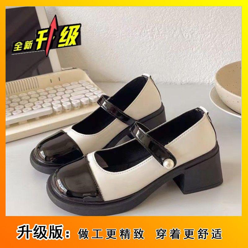 Color matching fashion versatile round head British style single shoes women's French fragrant Mary Jane small leather shoes 2025 spring and autumn n