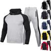 Heren Casual Hoodie Tweekleurig Sweatshirt, Heren Fleece Warm Sport Sweatshirt en Broek Set