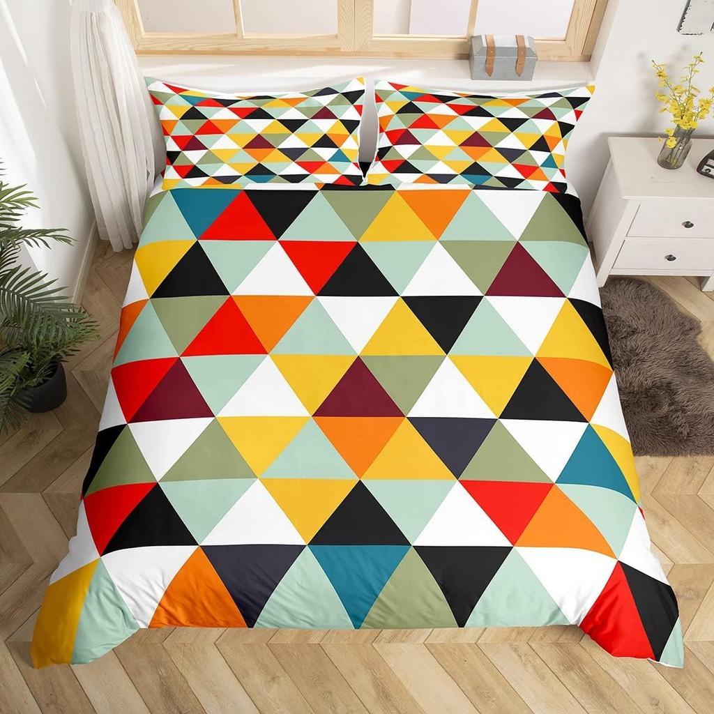 Comforter Geometric Triangle Geometry Patchwork Bedding Set Twin Geometry Art Stripes Diamond Comforter For Kids Boys