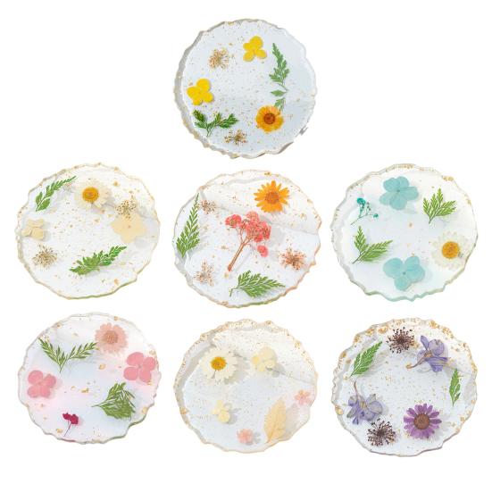 Real Dried Flowers Coaster Heat-Resistant Home Kitchen Transparent Cup Mat for Resin Handmade DIY Decor Unique