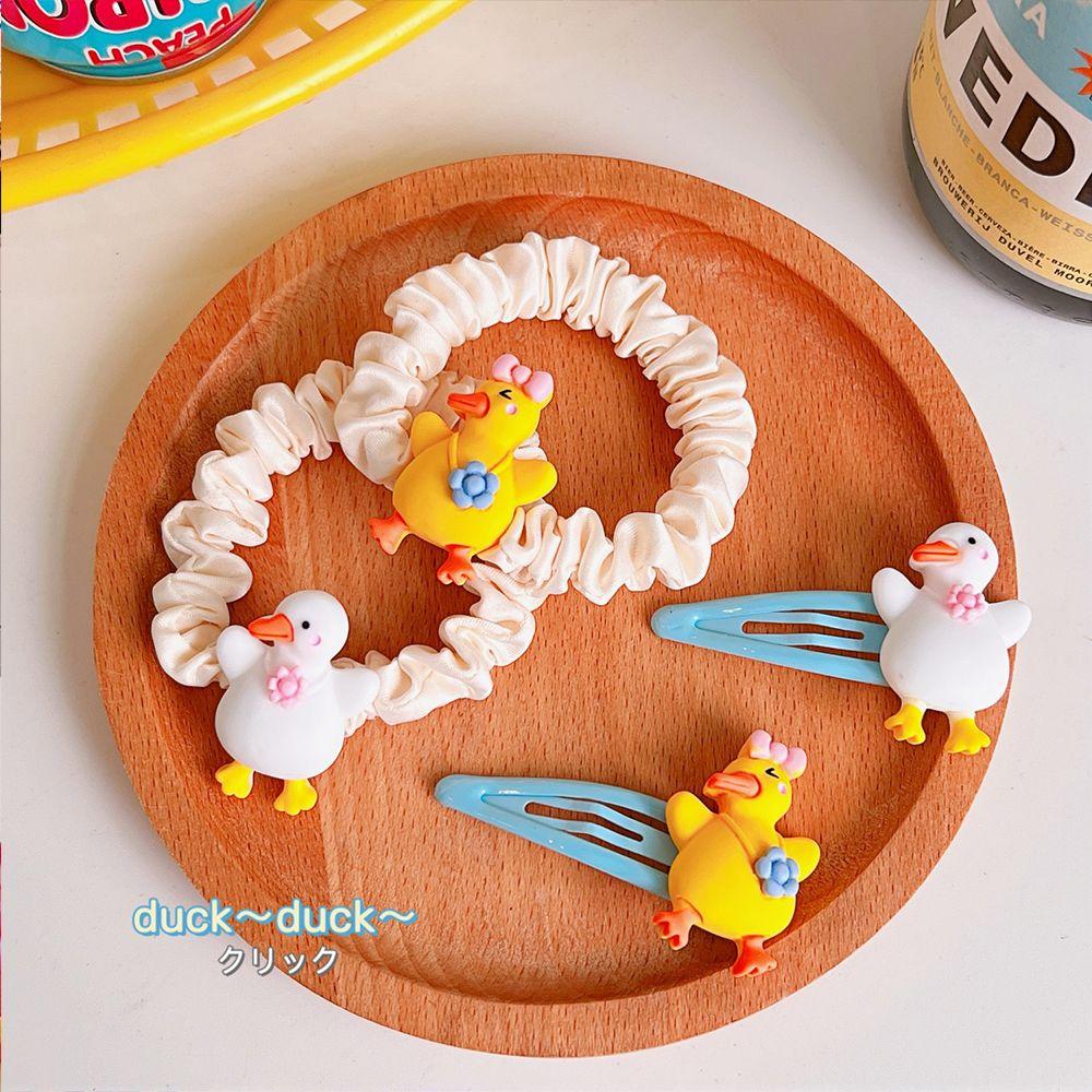 

Однотонные атласные корейские резинки для волос, милые резинки для волос в виде уток, женские заколки для волос white-Hair Clip