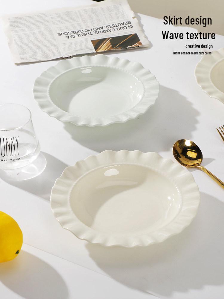 Set of 2 Creative 8-inch French Lace Plates - Classic Cream Soup Dish, 2025 Design