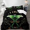 Blue Gothic Moth Duvet Cover Set Bohemian Trippy Mushroom Bedding Sets Ultra Soft Lightweight Microfiber Queen Duvet Cover Set