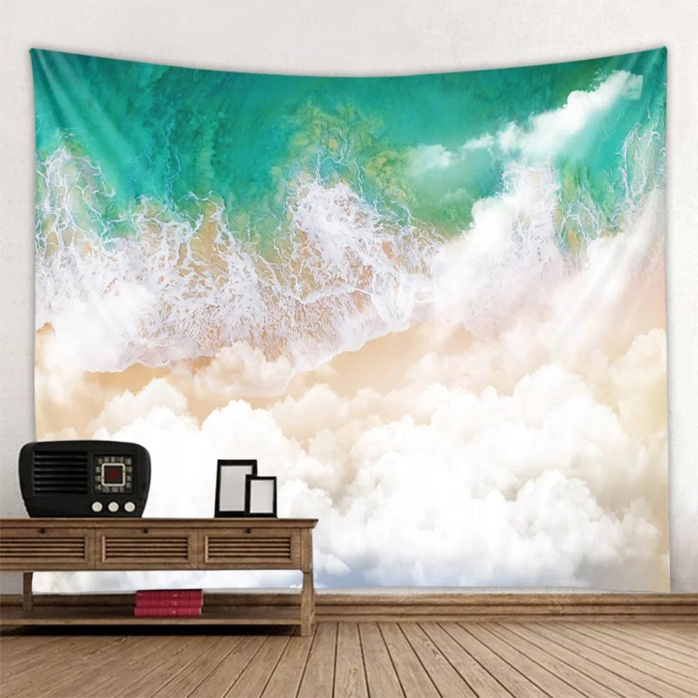Retro Oil Painting Beach Pattern Tapestry Home Wall Decoration Tapestry Bedroom Living Room Tapestry