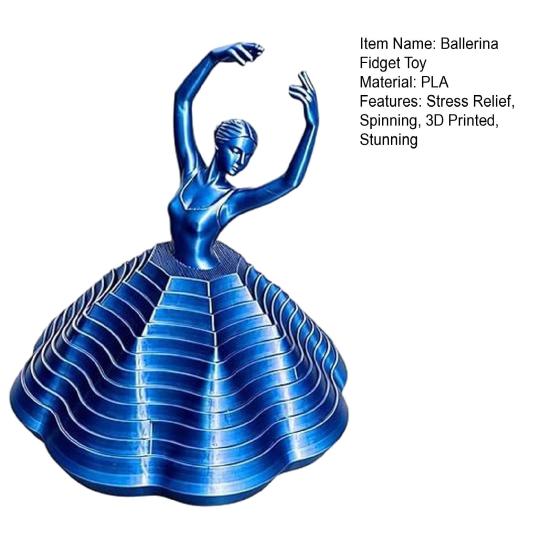 3D Printed Spinning Ballerina Fidget Toy Ballet Spinner Sensory Toy Expanded Whirling Spiral Desk Toy for Adults Teens Stress Relief