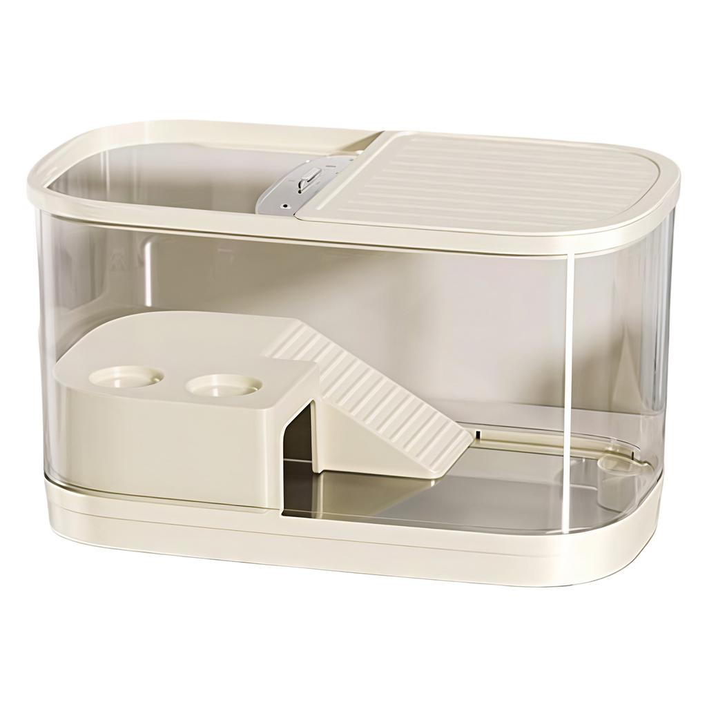 Turtle Breeding Box with Basking Platform Desktop Aquarium Small Transparent Tank for Turtles Crabs Fishes Amphibians Reptiles