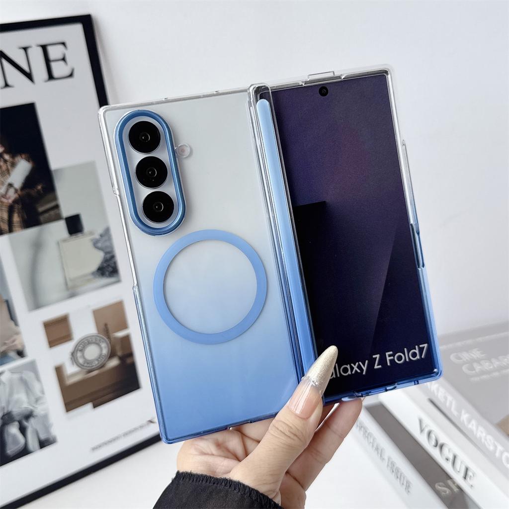 For Samsung Galaxy Z Fold 5 6 7 8 Fold8 WIDE for Magsafe Phone Case Clear Hinge Shockproof Magnetic Wireless Charging Cover