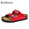 Sommer Herren Damen Clogs Kork Pantoletten Pantoletten Mikrofaserleder Lässige Slipper Sandale Strandschuhe Große Größe 48 49