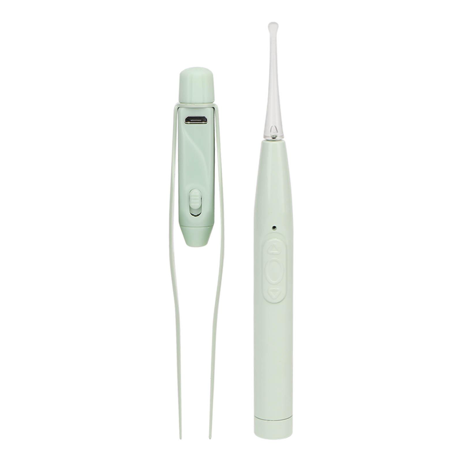 

Kids Earwax Removal Kit Green Soft Round Spoon LED Light USB Charge Baby Ear Cleaner for Home