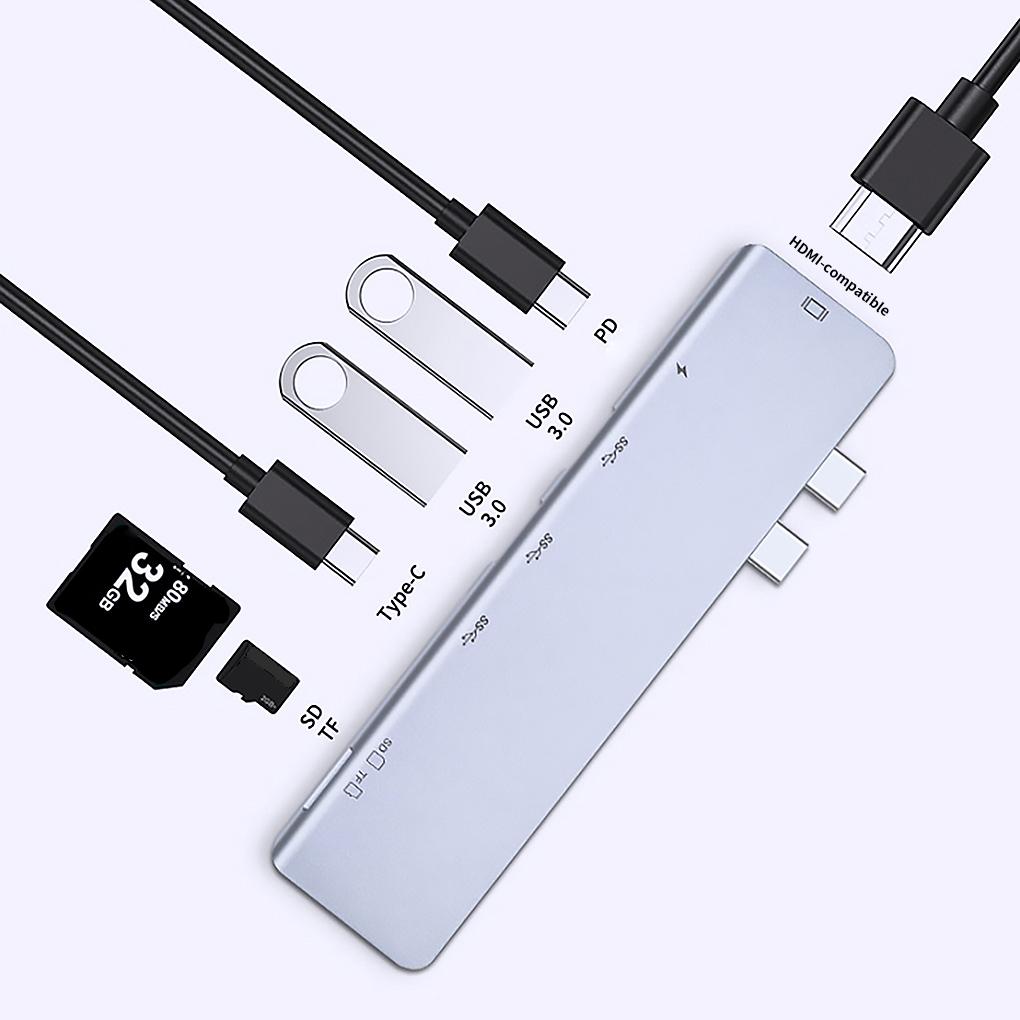Gray Fast Transmission Type C Adapter For Multi-device Compatibility 4K Laptop Hub Accessories