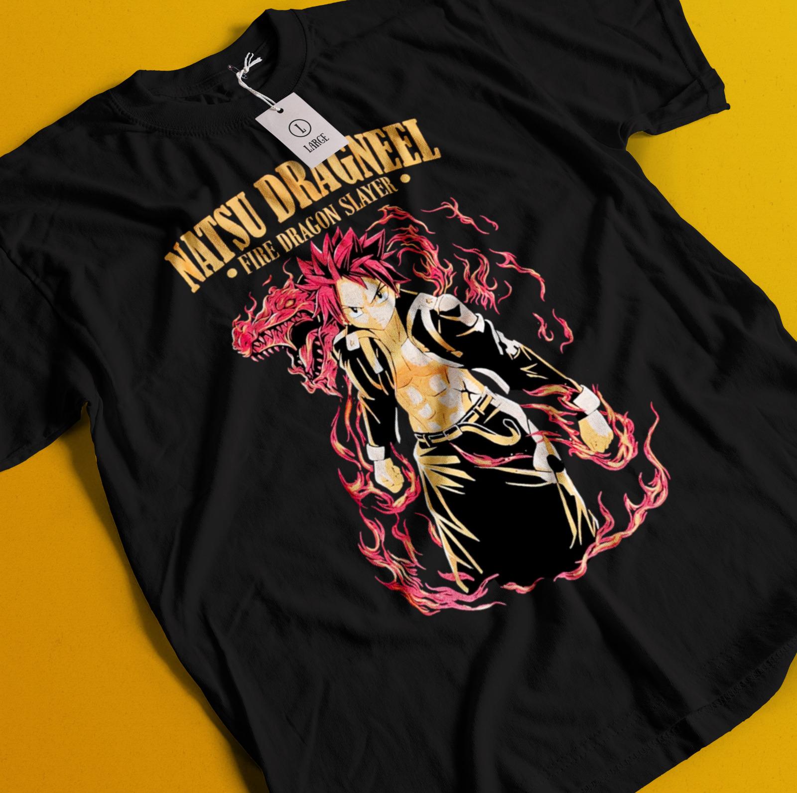 Fairy Tail Shirt Natsu Dragneel Tshirt Erza Scarlet T-Shirt Lucy Happy Luxus Tee - Men s Summer Cotton Graphic Tee S