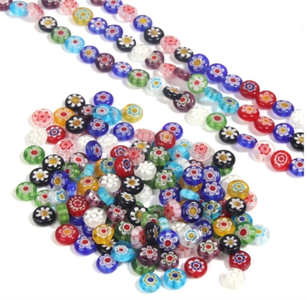 TX24 6/8mm Glass Beads Color Flat Sweet Round Mixed Porcelain Handmade Bracelet Flower Beads Used DIY Accessories Accessory
