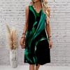 Plus Size V Neck Sleeveless Mountain Waterfall Among Bamboo Trees Print For Natural Summer Outfit