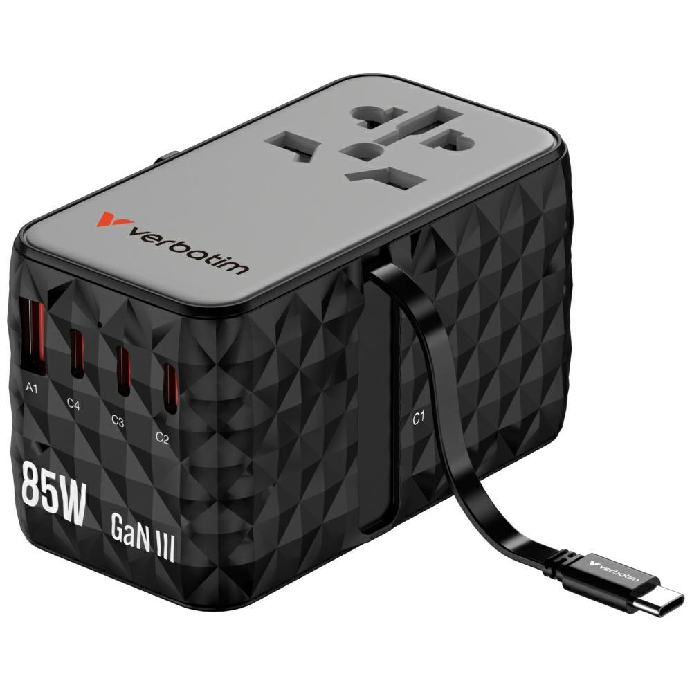 Verbatim Adapter Podróżny Eu/Uk/Us Gan   Usb-A/3Xusb-C Pd 85W Cnt-02 Czarny/Black 32127