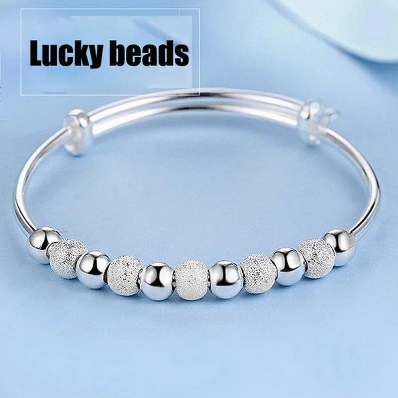9/11 Beads Lucky Charm Bracelets Bangles Cuff Bracelets For Women Fashion Simple Vintage Silver Plated Charm Korean Bracelets