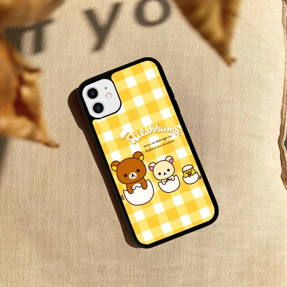 Rilakkuma Relaxed Bear For iPhone 17 16 Pro Max Air 15 14 13 12 Mini Plus 11 Hard PC+TPU Phone Back Cover