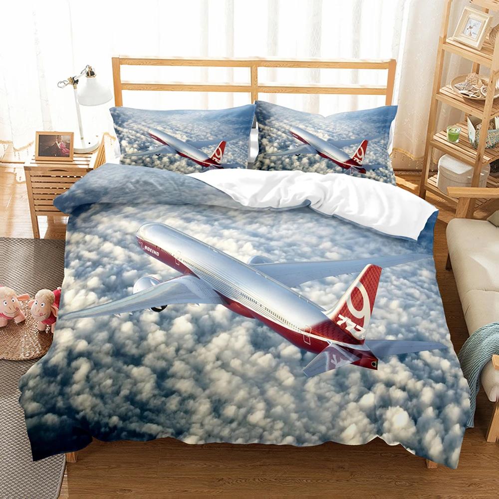 Airplane Blue Sky Printed 3D With Bed Linen Queen Size Bedding For Boys Kids Aircraft Duvet Cover Collection Planes Home Textile De Bedding