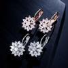 Cubic Zirconia Inlaid Sunflower Dangle Leverback Earrings Chic Lady Jewelry Gift